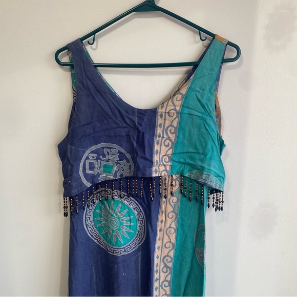 Dresses & Skirts - Bohemian Blue and Gold Sleeveless Dress